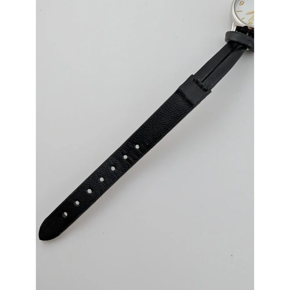 Time‎ and Tru Watch Women 22mm Silver Case Black Faux Leather Band- New Battery